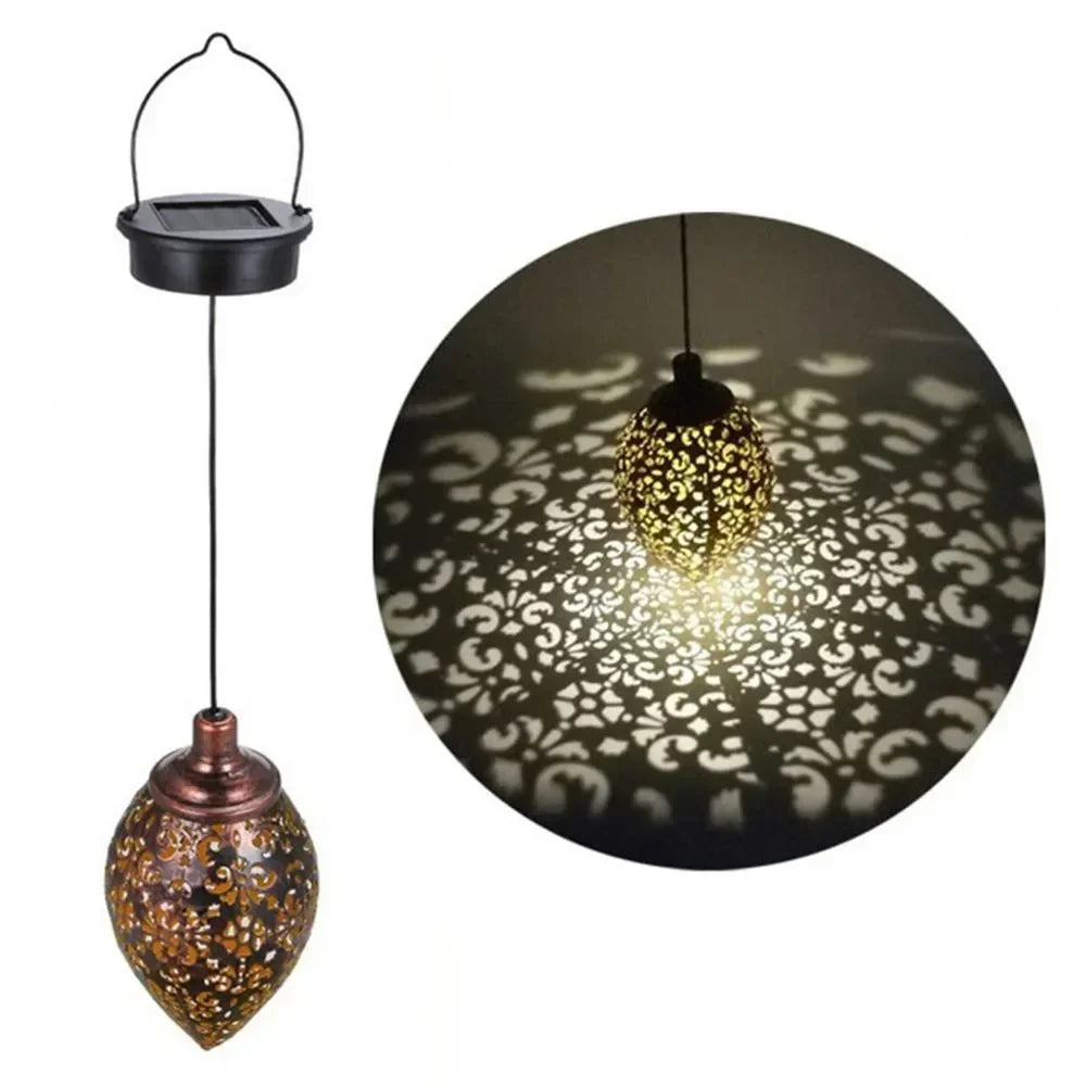 Water Drop Shaped Outdoor Solar Projection Light Waterproof Hollowed-out Design for Garden Patio Stair  Landscape Balcony