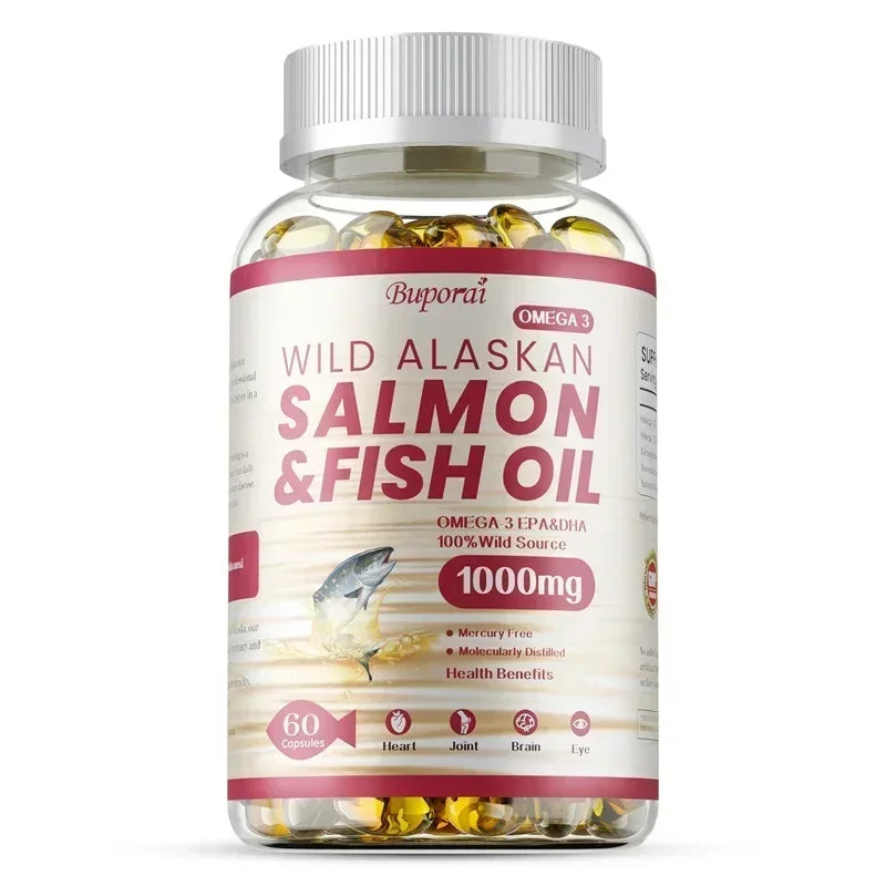 Salmon Fish Oil - Rich in EPA+DHA, Supports Joint, Brain and Eye Health, Enhances Immune Function, and  Antioxidant
