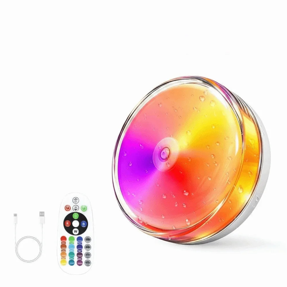 Magnetic Charging Shower Light Wireless Magnetic Color Changing Ambient Light IP Waterproof 15 RGBW Colors Mood Light Indoor