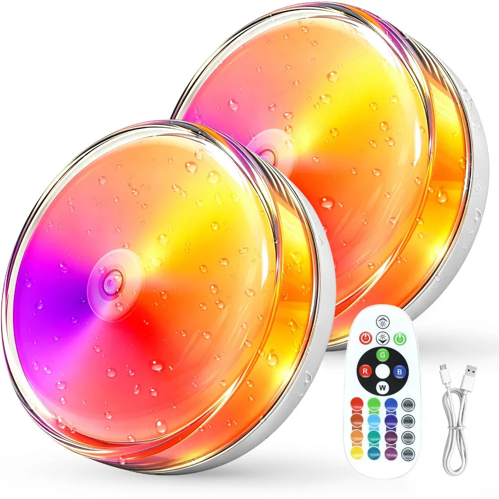 Magnetic Charging Shower Light Wireless Magnetic IP Waterproof Mood Light Color Changing 15 RGBW Colors Night Light Shower