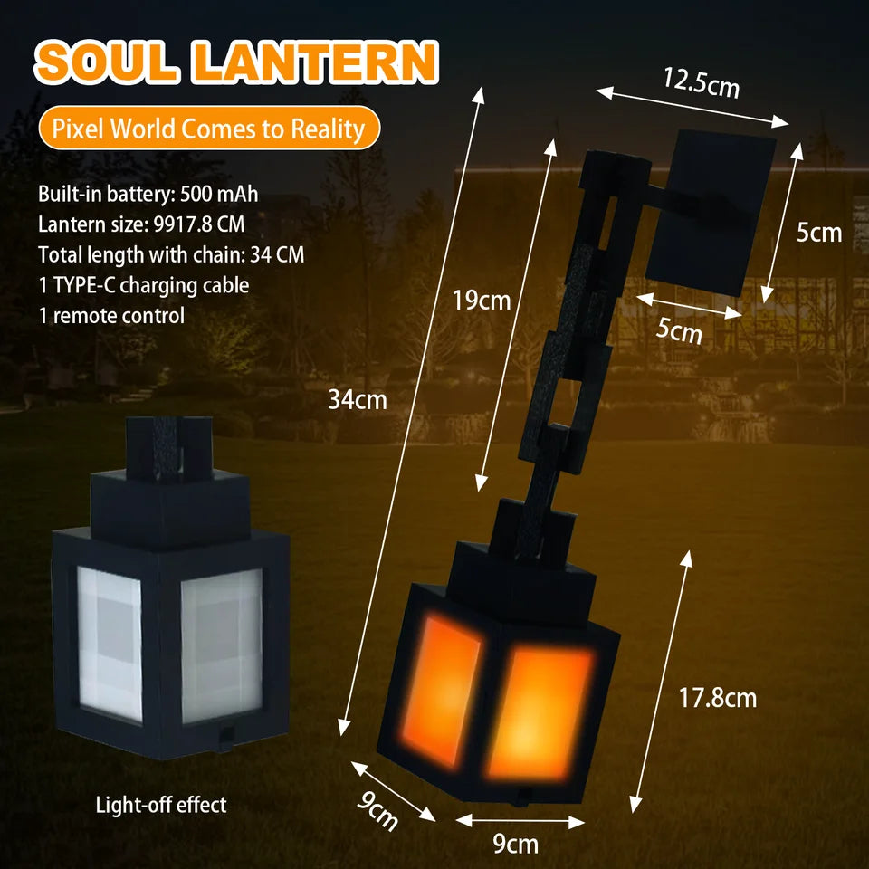 Pixel Lantern Night Light - 16 Color Changing LED Mood Light with Remote Control, Desk & Wall Mountable for Bedroom Decor Gift