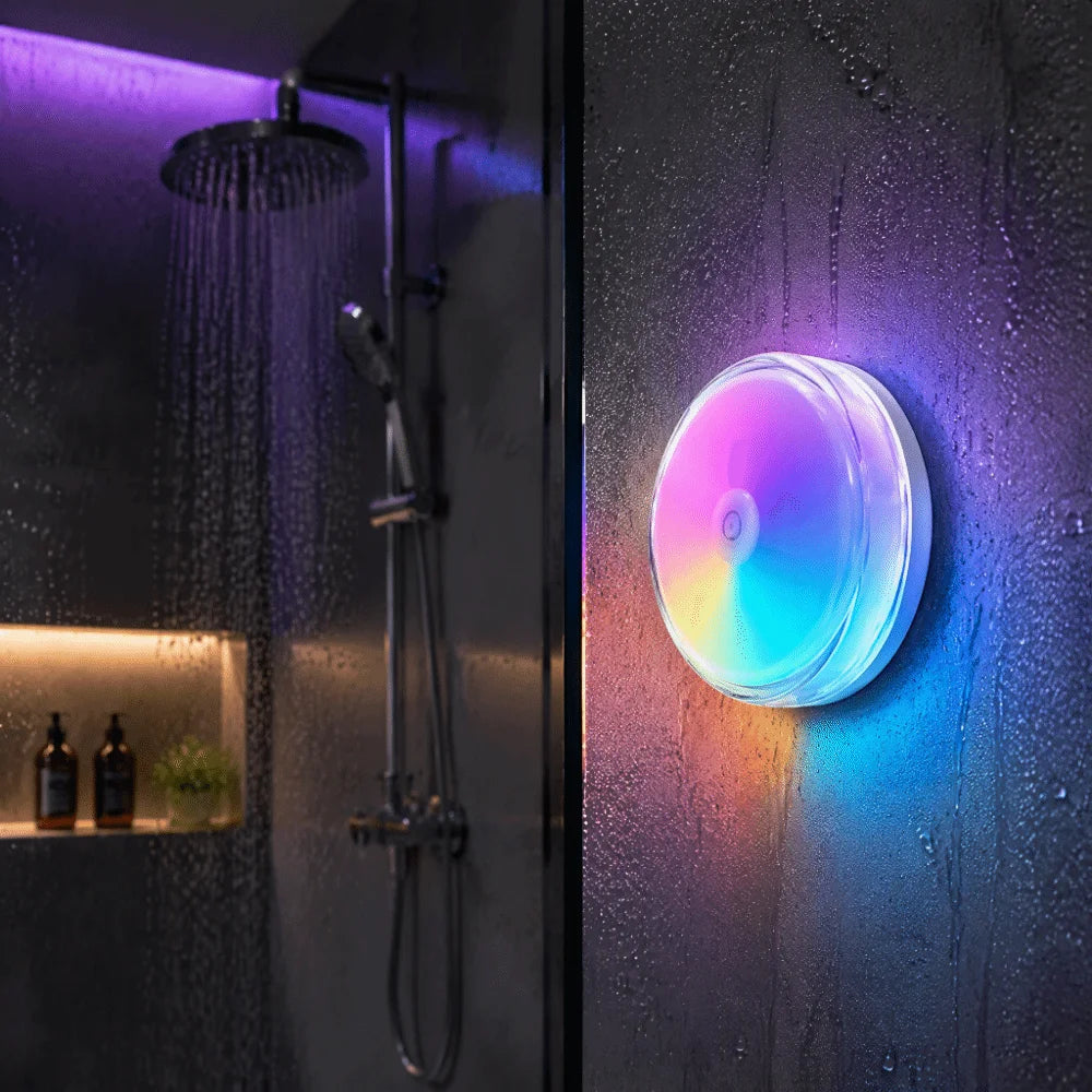 Magnetic Charging Shower Light Wireless Magnetic IP Waterproof Mood Light Color Changing 15 RGBW Colors Night Light Shower