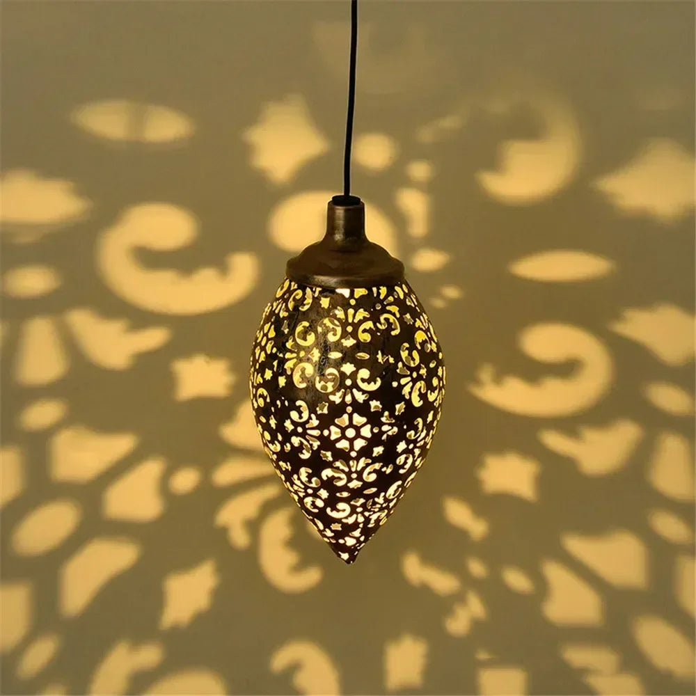 Water Drop Shaped Outdoor Solar Projection Light Waterproof Hollowed-out Design for Garden Patio Stair  Landscape Balcony