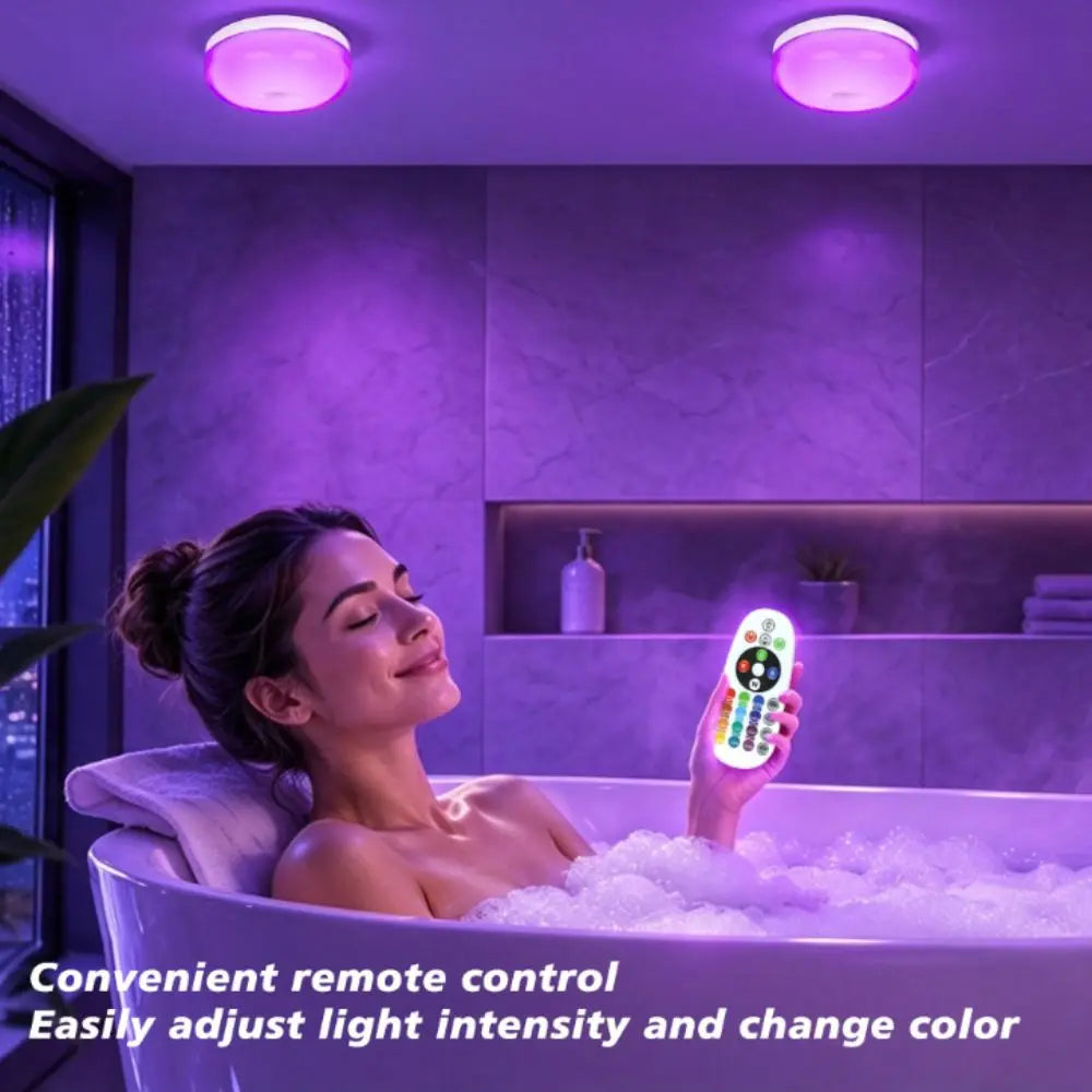 Magnetic Charging Shower Light Wireless Magnetic Color Changing Ambient Light IP Waterproof 15 RGBW Colors Mood Light Indoor