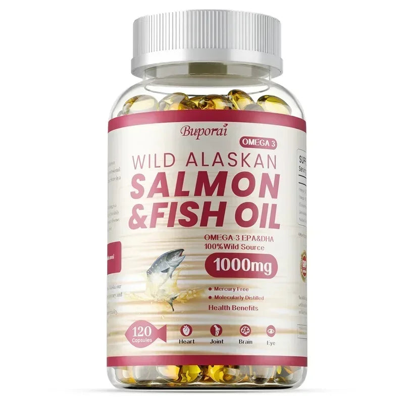 Salmon Fish Oil - Rich in EPA+DHA, Supports Joint, Brain and Eye Health, Enhances Immune Function, and  Antioxidant